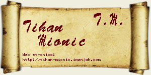 Tihan Mionić vizit kartica